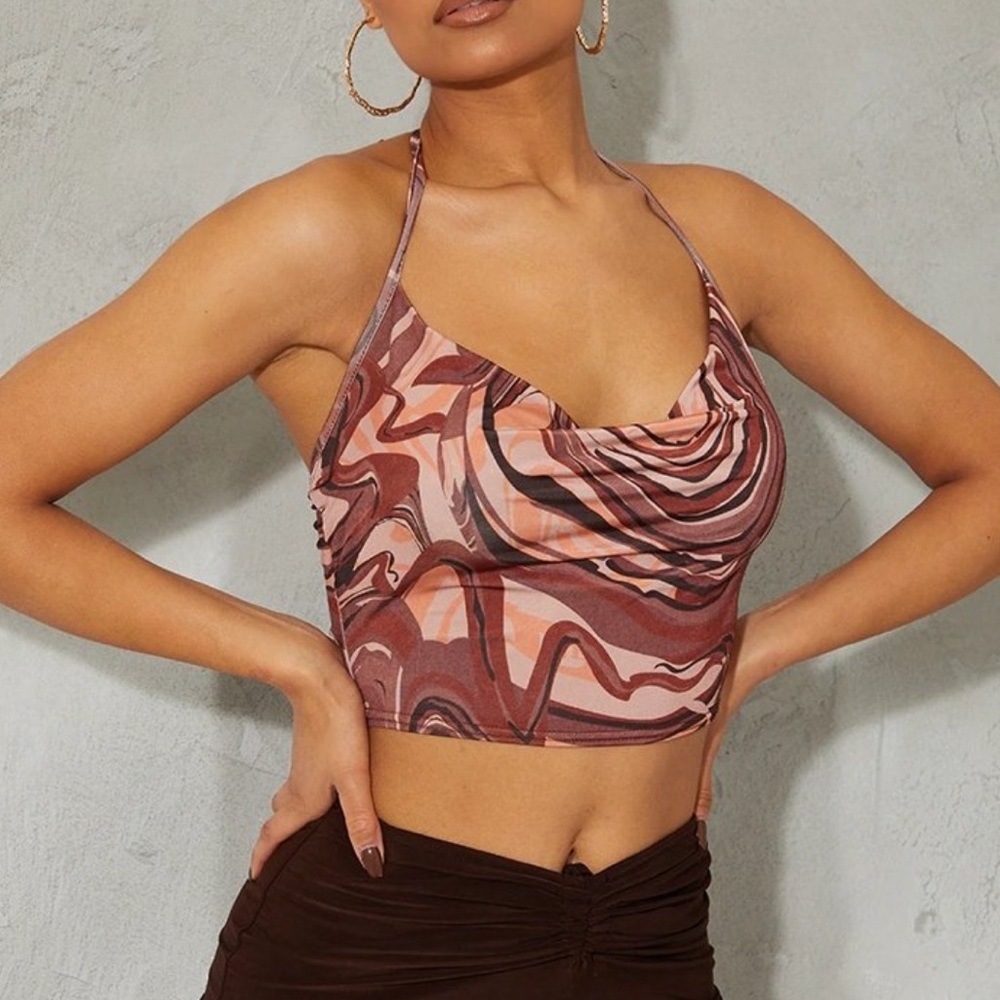 Pretty Little Thing Brown Cropped Tank Top